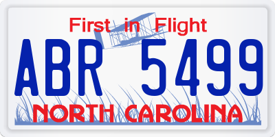 NC license plate ABR5499