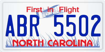 NC license plate ABR5502