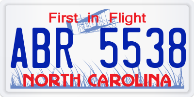 NC license plate ABR5538