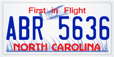 NC license plate ABR5636