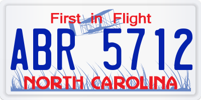 NC license plate ABR5712