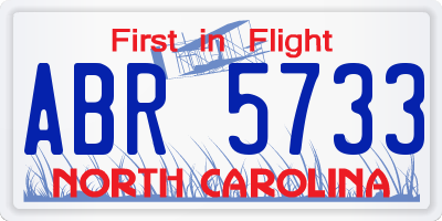 NC license plate ABR5733