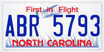 NC license plate ABR5793