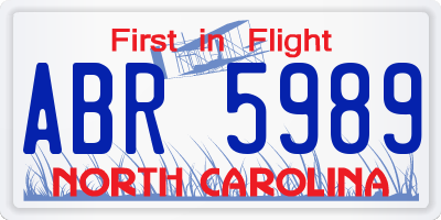 NC license plate ABR5989