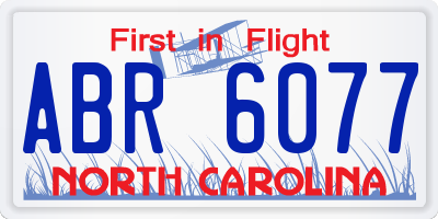 NC license plate ABR6077