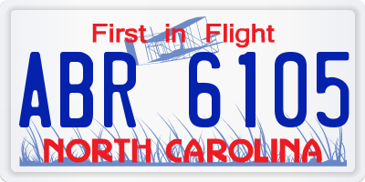 NC license plate ABR6105