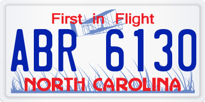 NC license plate ABR6130
