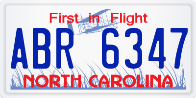 NC license plate ABR6347