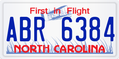 NC license plate ABR6384