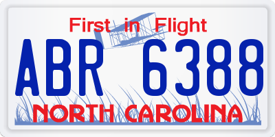 NC license plate ABR6388
