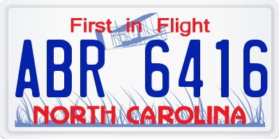 NC license plate ABR6416