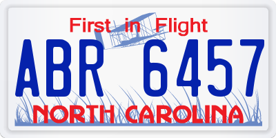 NC license plate ABR6457