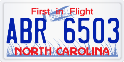 NC license plate ABR6503