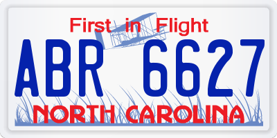 NC license plate ABR6627