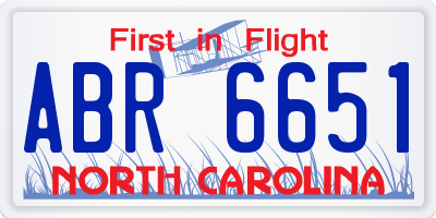 NC license plate ABR6651