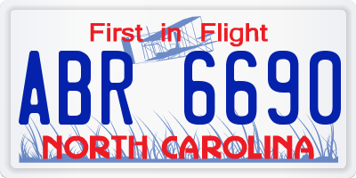 NC license plate ABR6690