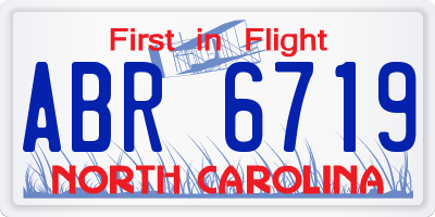 NC license plate ABR6719