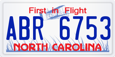 NC license plate ABR6753