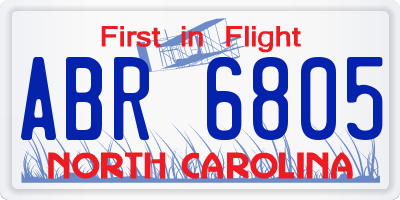 NC license plate ABR6805