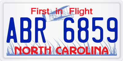 NC license plate ABR6859