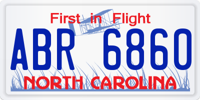NC license plate ABR6860