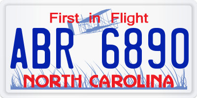 NC license plate ABR6890