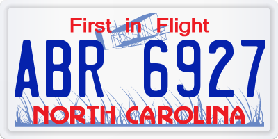 NC license plate ABR6927