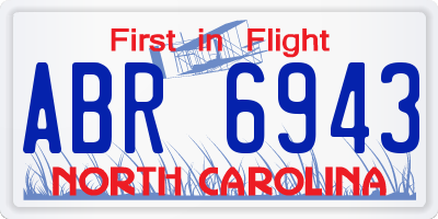 NC license plate ABR6943