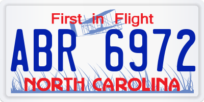NC license plate ABR6972