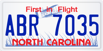NC license plate ABR7035