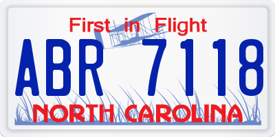 NC license plate ABR7118