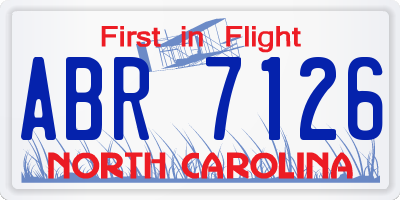 NC license plate ABR7126
