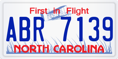 NC license plate ABR7139