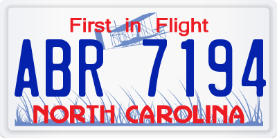 NC license plate ABR7194