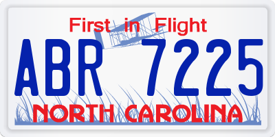 NC license plate ABR7225
