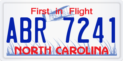 NC license plate ABR7241