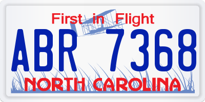 NC license plate ABR7368
