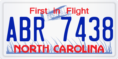 NC license plate ABR7438