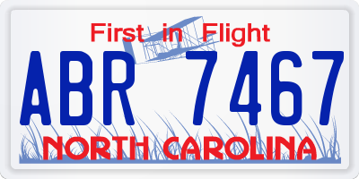 NC license plate ABR7467
