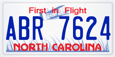 NC license plate ABR7624