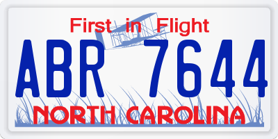 NC license plate ABR7644