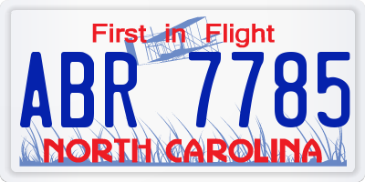 NC license plate ABR7785