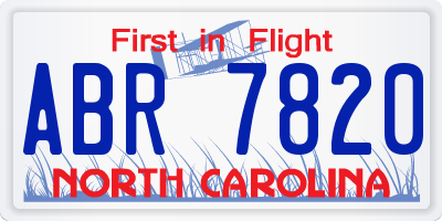 NC license plate ABR7820