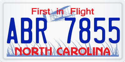 NC license plate ABR7855