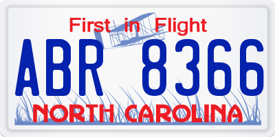NC license plate ABR8366