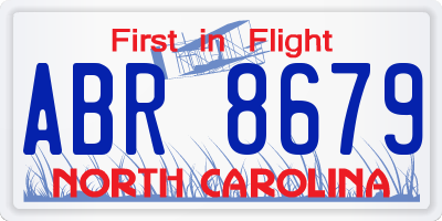 NC license plate ABR8679