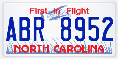 NC license plate ABR8952
