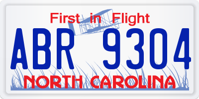 NC license plate ABR9304
