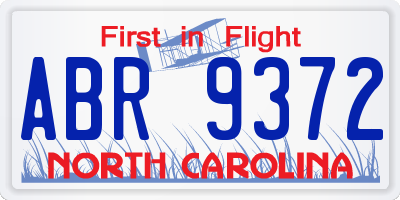 NC license plate ABR9372