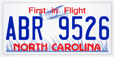 NC license plate ABR9526